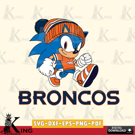 Stylish representation of Denver Broncos Sonic Football digital clipart compatible with laser engraving and cutting