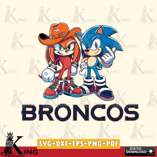 Denver Broncos Sonic & Knuckles Football Mascot SVG file, Vector , Digital Download , PDF File , Instant Download