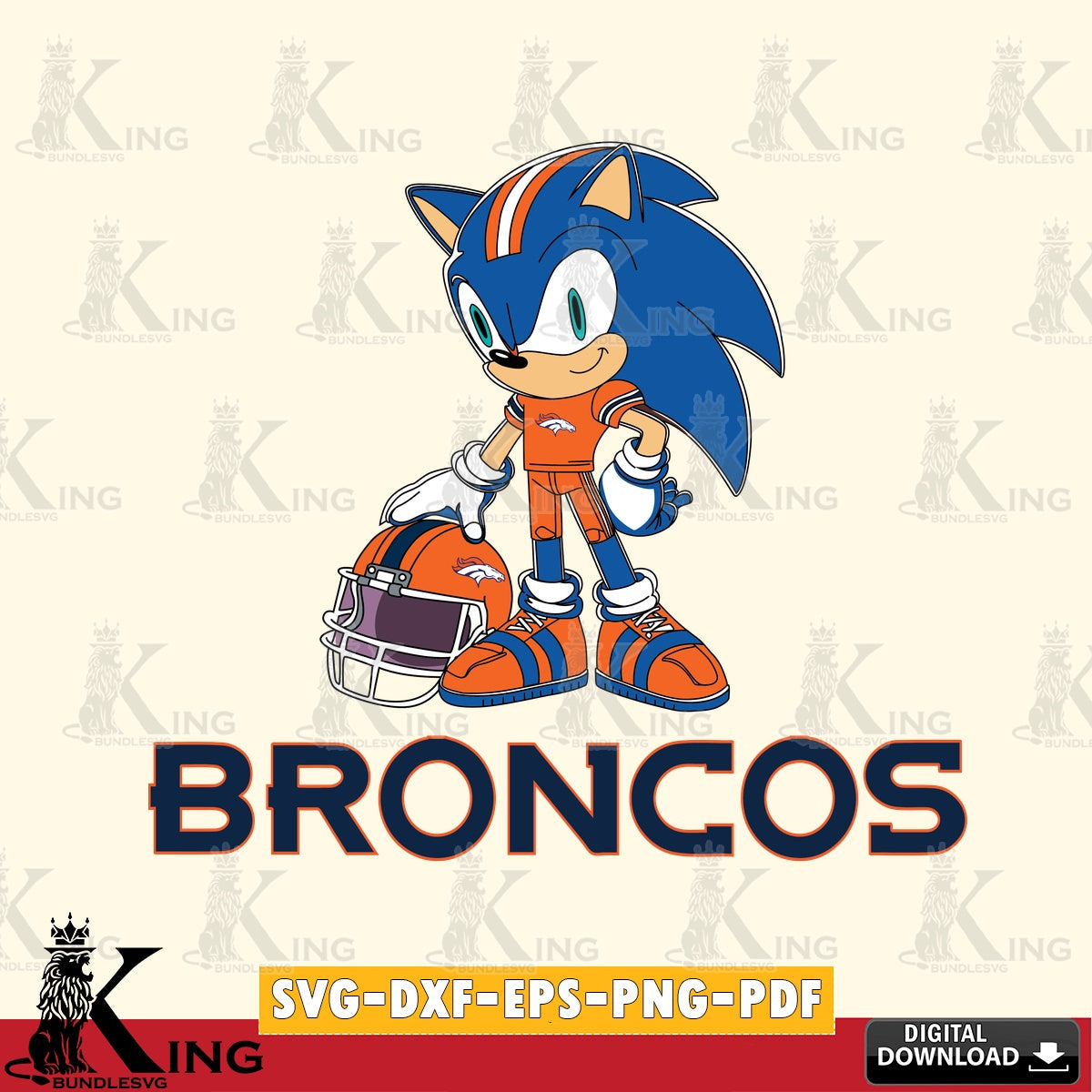 Stylish representation of Denver Broncos Sonic Player Football vector art for engraving, cutting, and printing