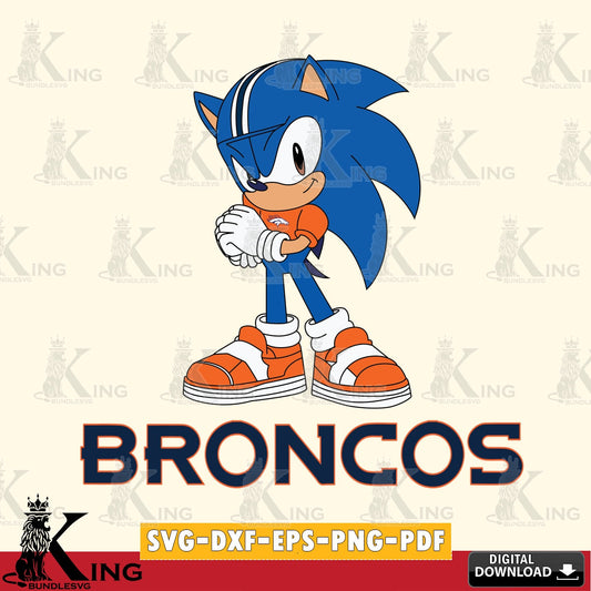 Denver Broncos Sonic cute Football SVG file, Vector , Digital Download , PDF File , Instant Download