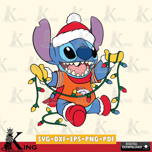 Denver Broncos Stitch Christmas Lights SVG, NFL for Cricut, Silhouette, Digital Download , file cut