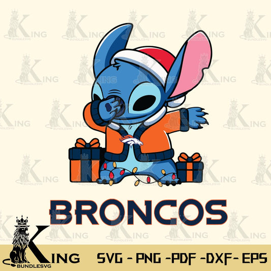 Denver Broncos Stitch Merry Christmas Svg Eps Dxf Png File, Digital Download