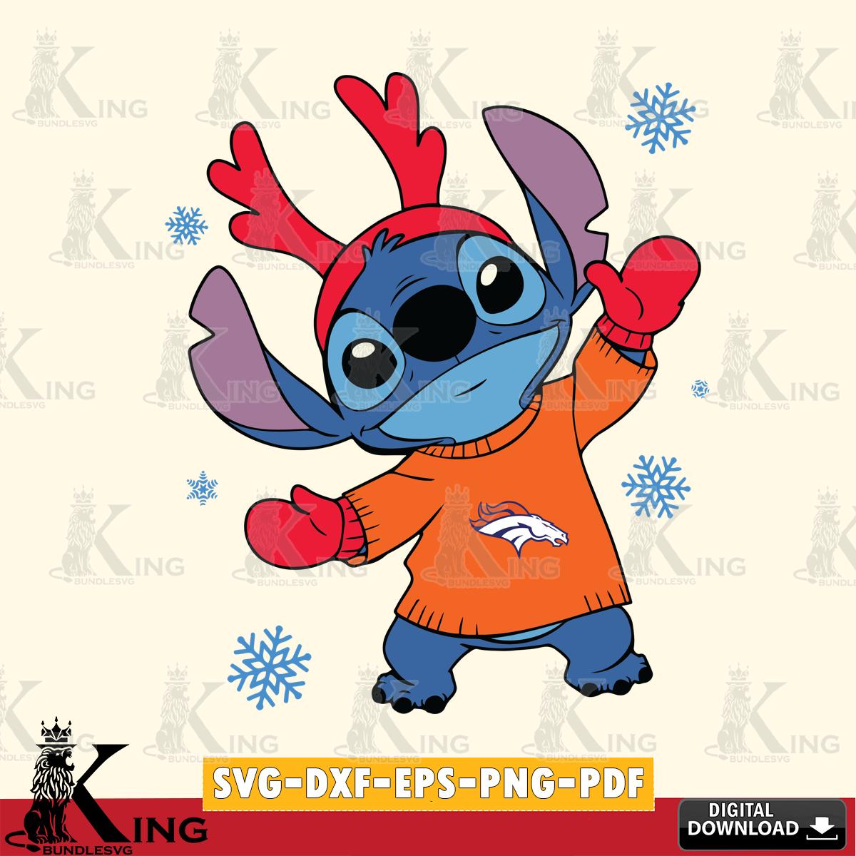 Denver Broncos Stitch Santa Christmas SVG, NFL for Cricut, Silhouette, Digital Download , file cut