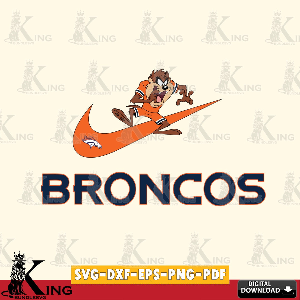 Denver Broncos Taz Football Nike Cut file  , Digital Download , Instant Download, Looney Tunes svg, Football svg