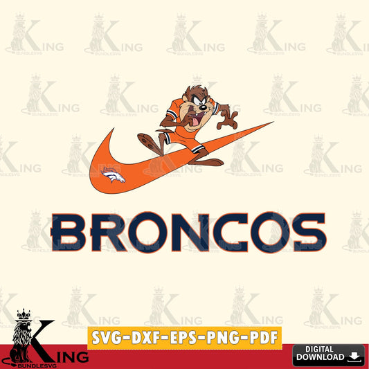 Denver Broncos Taz Football Nike Cut file  , Digital Download , Instant Download, Looney Tunes svg, Football svg