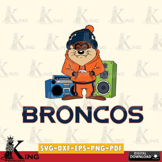 Denver Broncos Taz Hip Hop Cut file  , Digital Download , Instant Download, Looney Tunes svg, Football svg