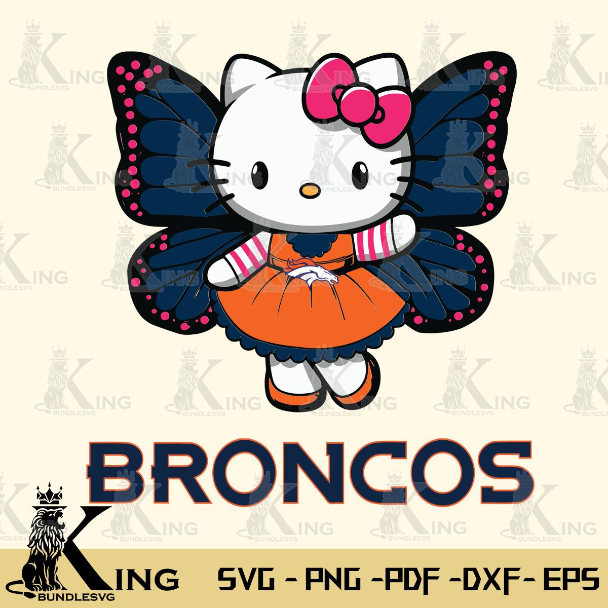 Denver Broncos Whimsical Kitty Wings Svg Eps Dxf Png File, Digital Download