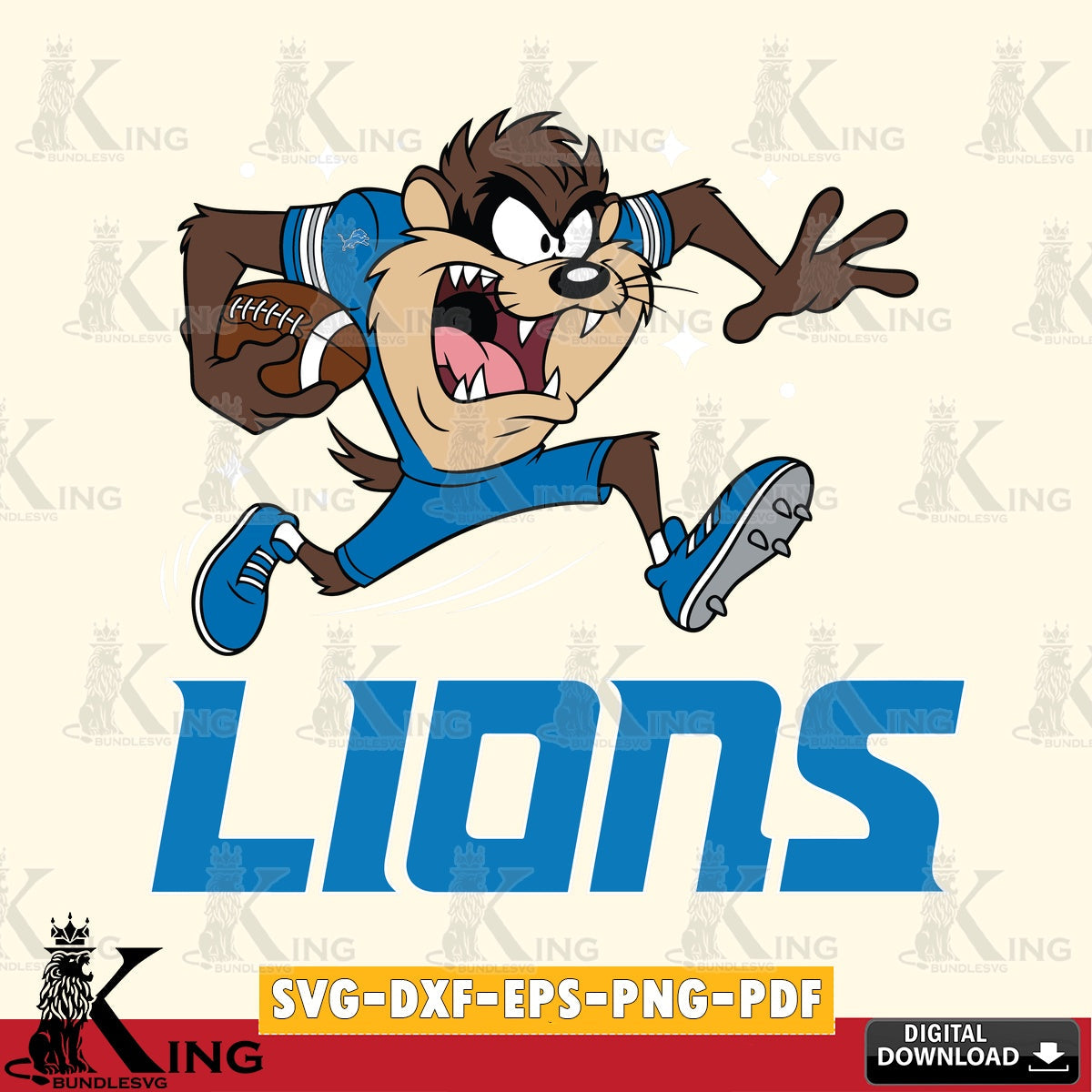 Detroit Lions Angry Taz Football Cut file  , Digital Download , Instant Download, Looney Tunes svg, Football svg