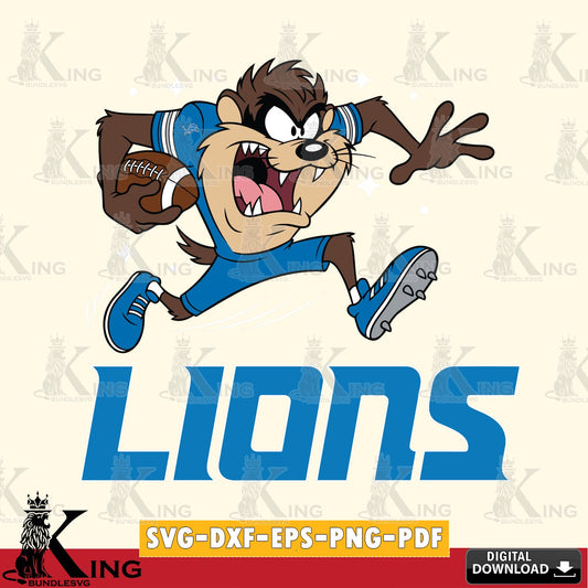 Detroit Lions Angry Taz Football Cut file  , Digital Download , Instant Download, Looney Tunes svg, Football svg