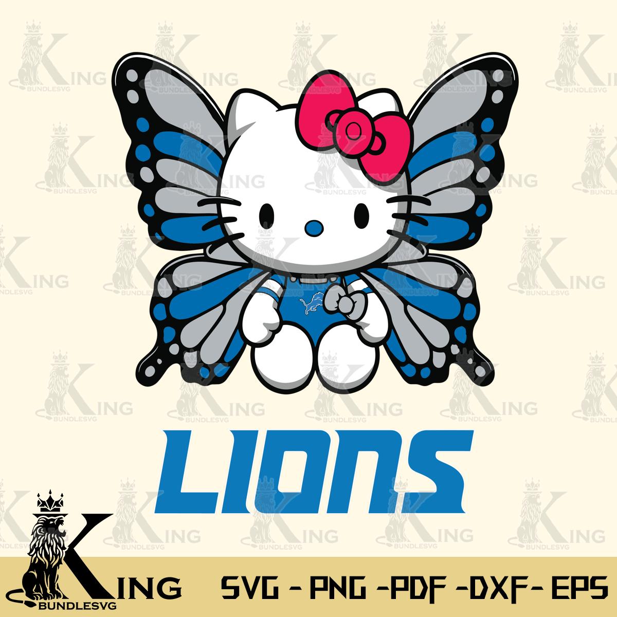 Detroit Lions Butterfly Kitty Delight Svg Eps Dxf Png File, Digital Download