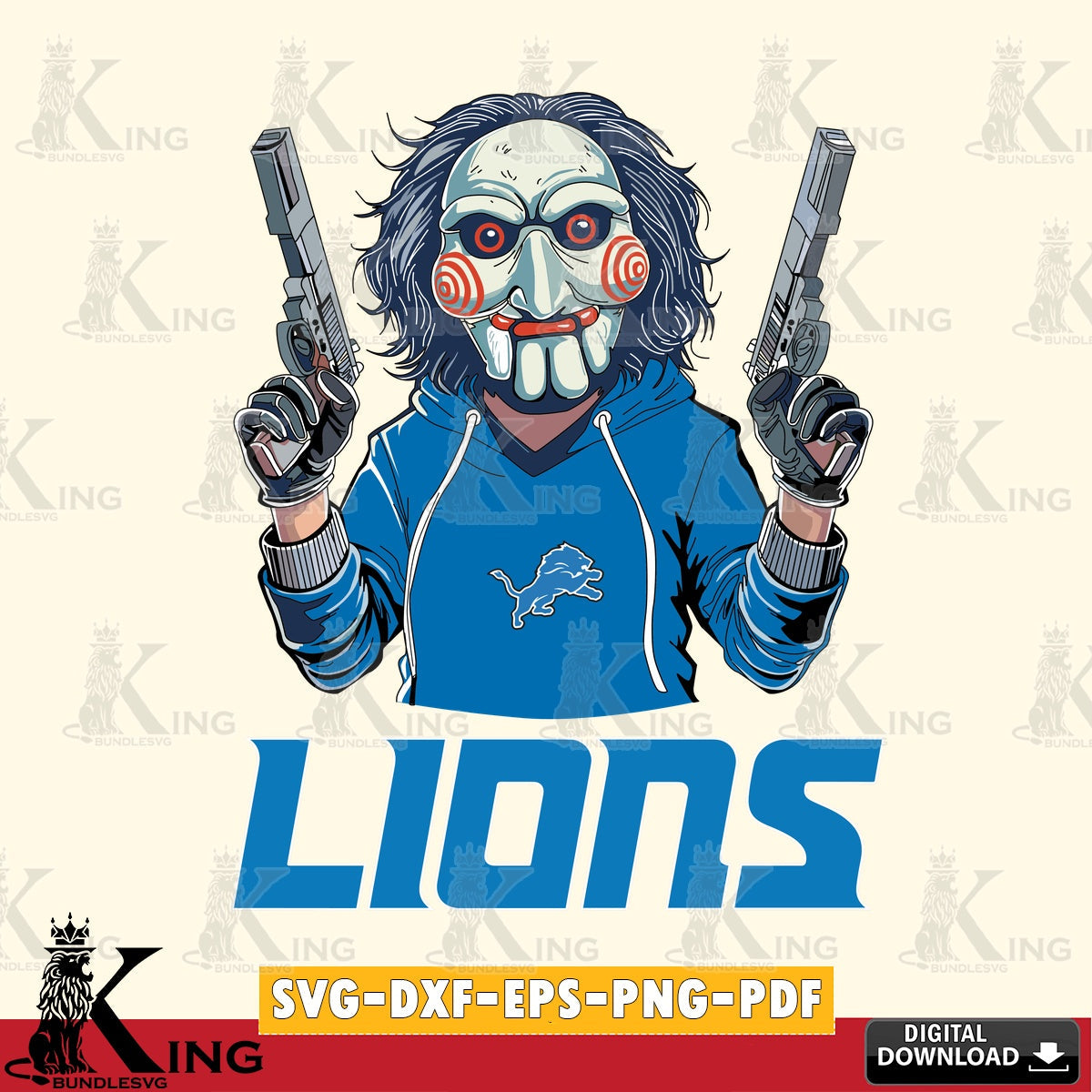 Printable art of Detroit Lions Jigsaw Billy Football, versatile clip art for stickers, decals, and mugs.