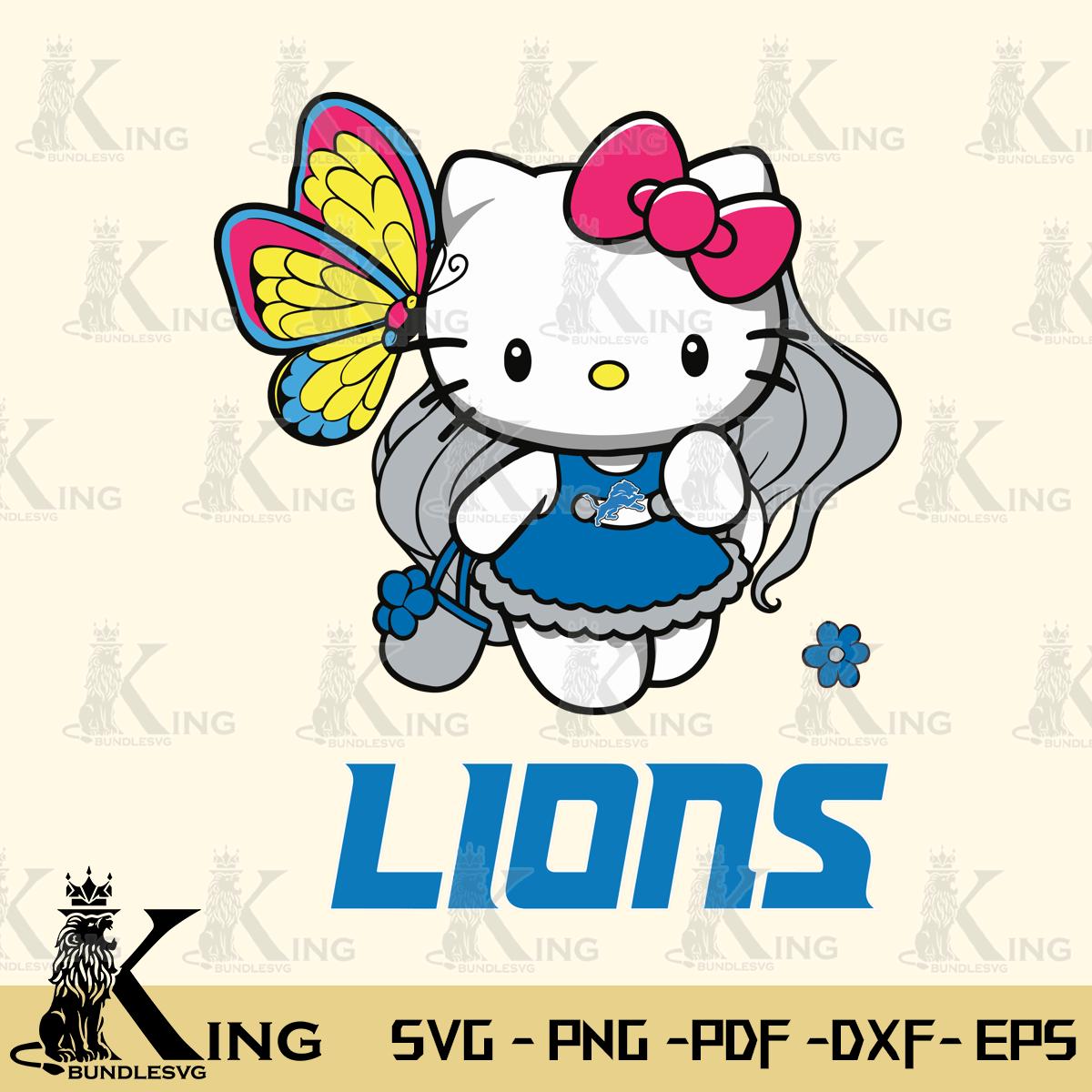 Detroit Lions Kitty Cartoon Svg Eps Dxf Png File, Digital Download