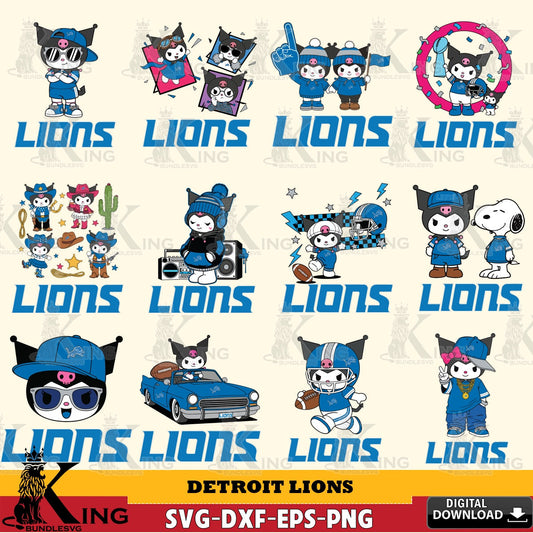 Detroit Lions Kuromi Football Jersey NFL Bundle SVG file, Cricut, Cut file  , Digital Download , Instant Download, Sanrio svg, Clipart