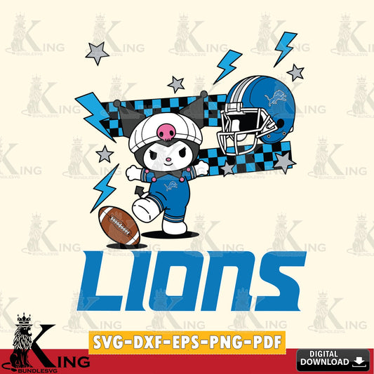 Detroit Lions Kuromi Game Day SVG file, Cricut, Cut file  , Digital Download , Instant Download, Sanrio svg, Clipart