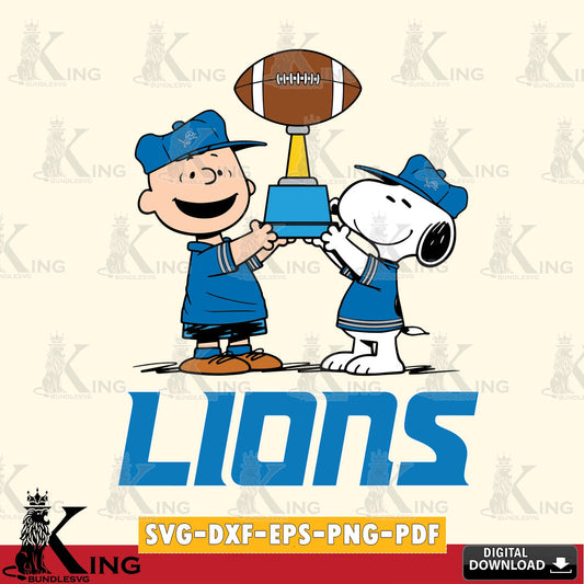 Detroit Lions Peanuts Football Trophy Cricut file , Cut file  , Digital Download , PDF File , Instant Download