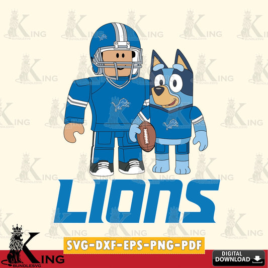 Detroit Lions Roblox & Bluey Football SVG file , Cricut, NFL  File cut , Digital Download , PDF File
