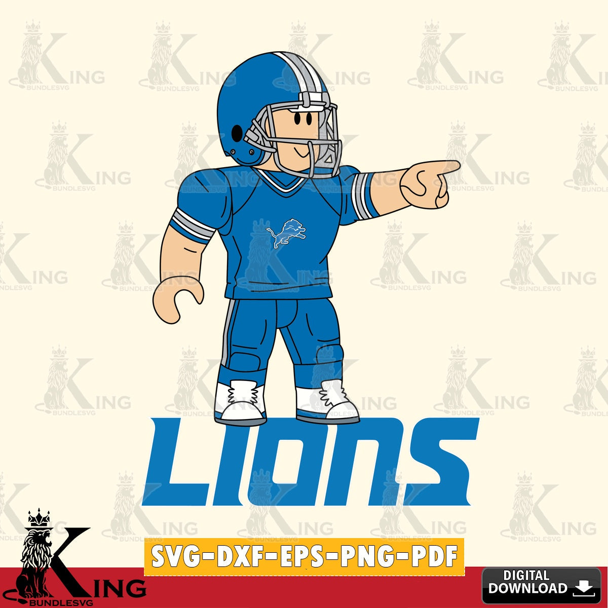 Detroit Lions Roblox Player Football SVG file , Cricut, NFL  File cut , Digital Download , PDF File