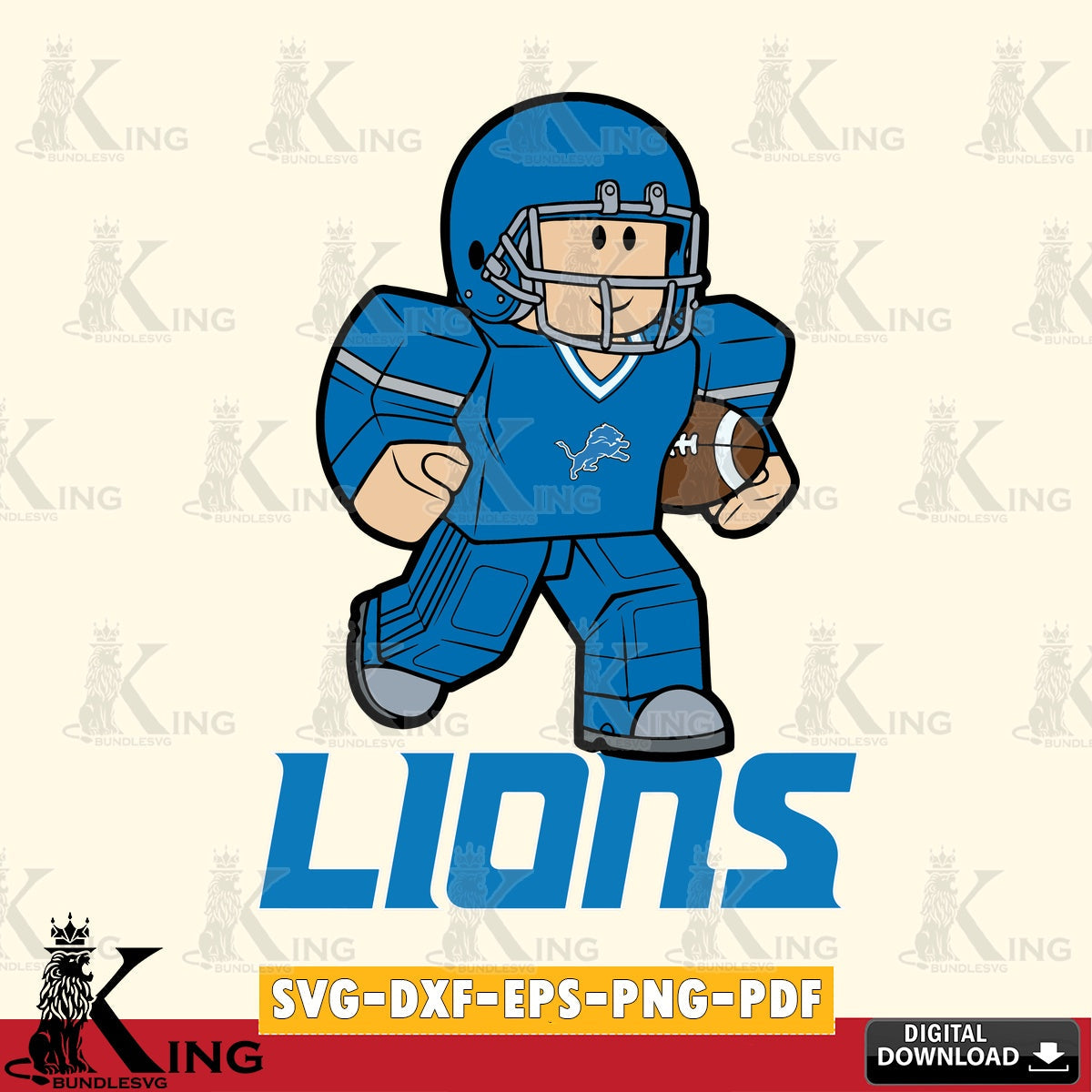 Detroit Lions Roblox Player Rugby SVG file , Cricut, NFL  File cut , Digital Download , PDF File