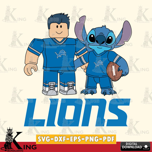 Detroit Lions Roblox & Stitch Football SVG file , Cricut, NFL  File cut , Digital Download , PDF File