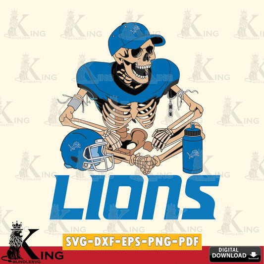 Custom design featuring a Detroit Lions skeleton player holding a football, SVG PNG design suitable for Glowforge and laser