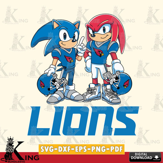 Vector design showing Detroit Lions Sonic and Knuckles football, a high-quality vector for DIY scrapbooking and home decor
