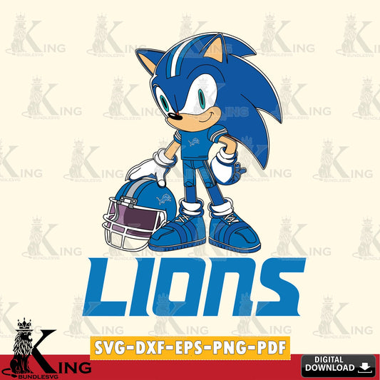Digital download featuring a Detroit Lions Sonic Player football, high-quality vector for DIY scrapbooking and home decor.