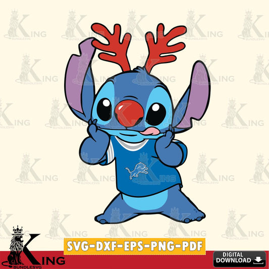 Detroit Lions Stitch Reindeer SVG, NFL for Cricut, Silhouette, Digital Download , file cut