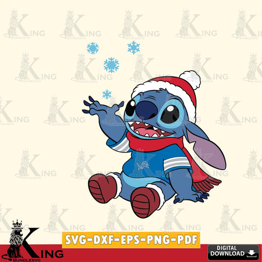 Detroit Lions Stitch Wearing Winter Scarf SVG, NFL for Cricut, Silhouette, Digital Download , file cut