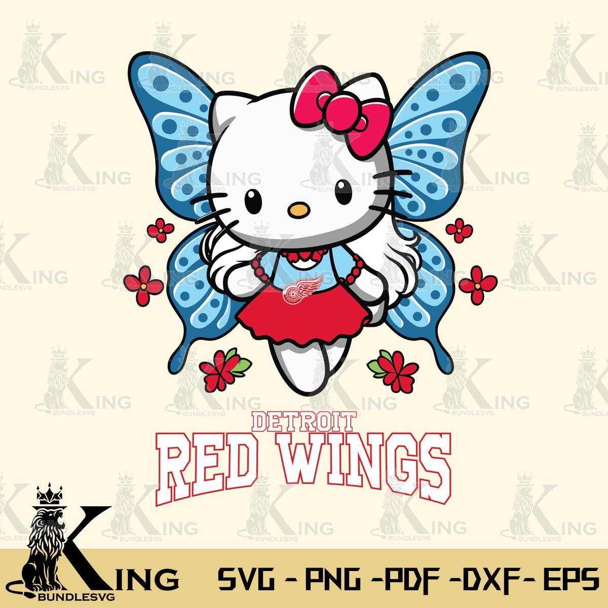 Detroit Red Wings Butterfly Kitty Charm Svg Eps Dxf Png File, Digital Download