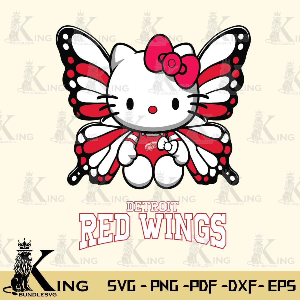 Detroit Red Wings Butterfly Kitty Delight Svg Eps Dxf Png File, Digital Download