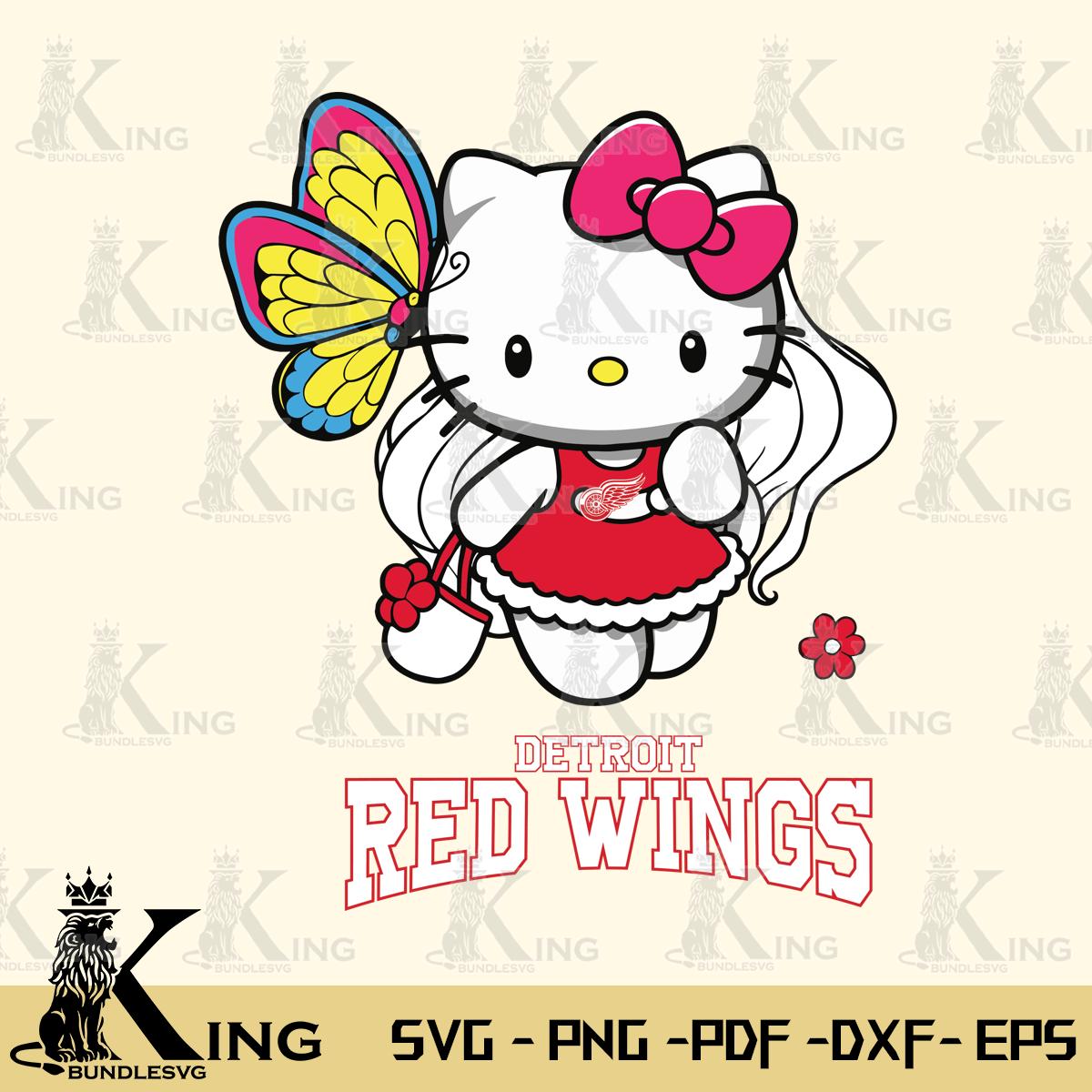 Detroit Red Wings Kitty Cartoon Svg Eps Dxf Png File, Digital Download