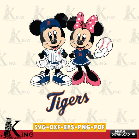 Detroit Tigers Baseball Mickey Minnie Mouse SVG file , For Cricut,  File cut , Digital Download , PDF File, Cut Files