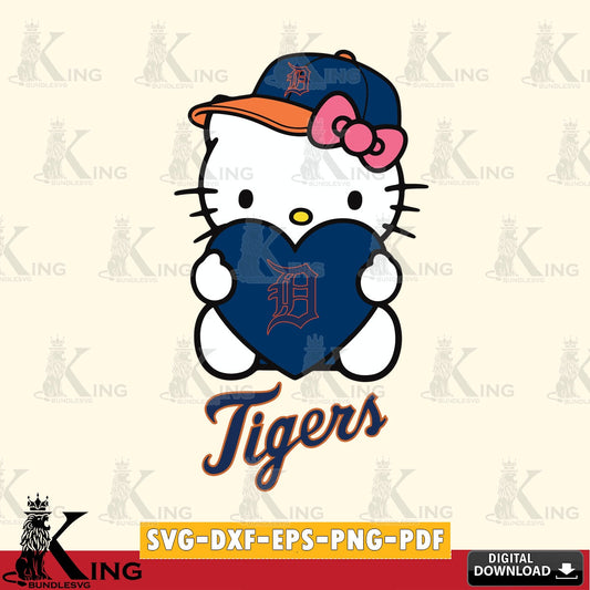 Jumbo collection of Detroit Tigers Hello Kitty baseball heart for Cricut, cut files, PNG clipart for sublimation printing and