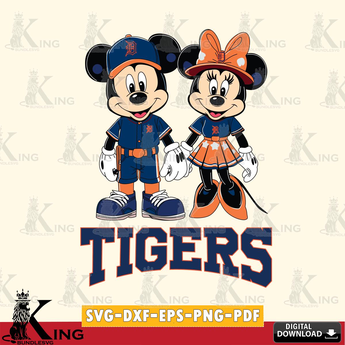 Detroit Tigers Mickey Minnie Baseball SVG File, MLB for Cricut, Silhouette, Digital Download , file cut