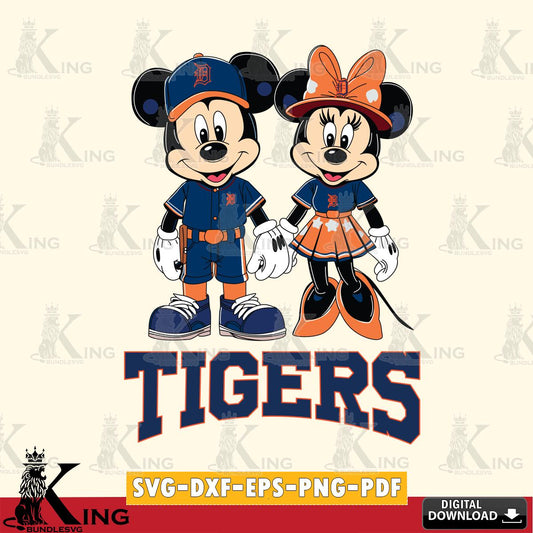 Detroit Tigers Mickey Minnie Baseball SVG File, MLB for Cricut, Silhouette, Digital Download , file cut