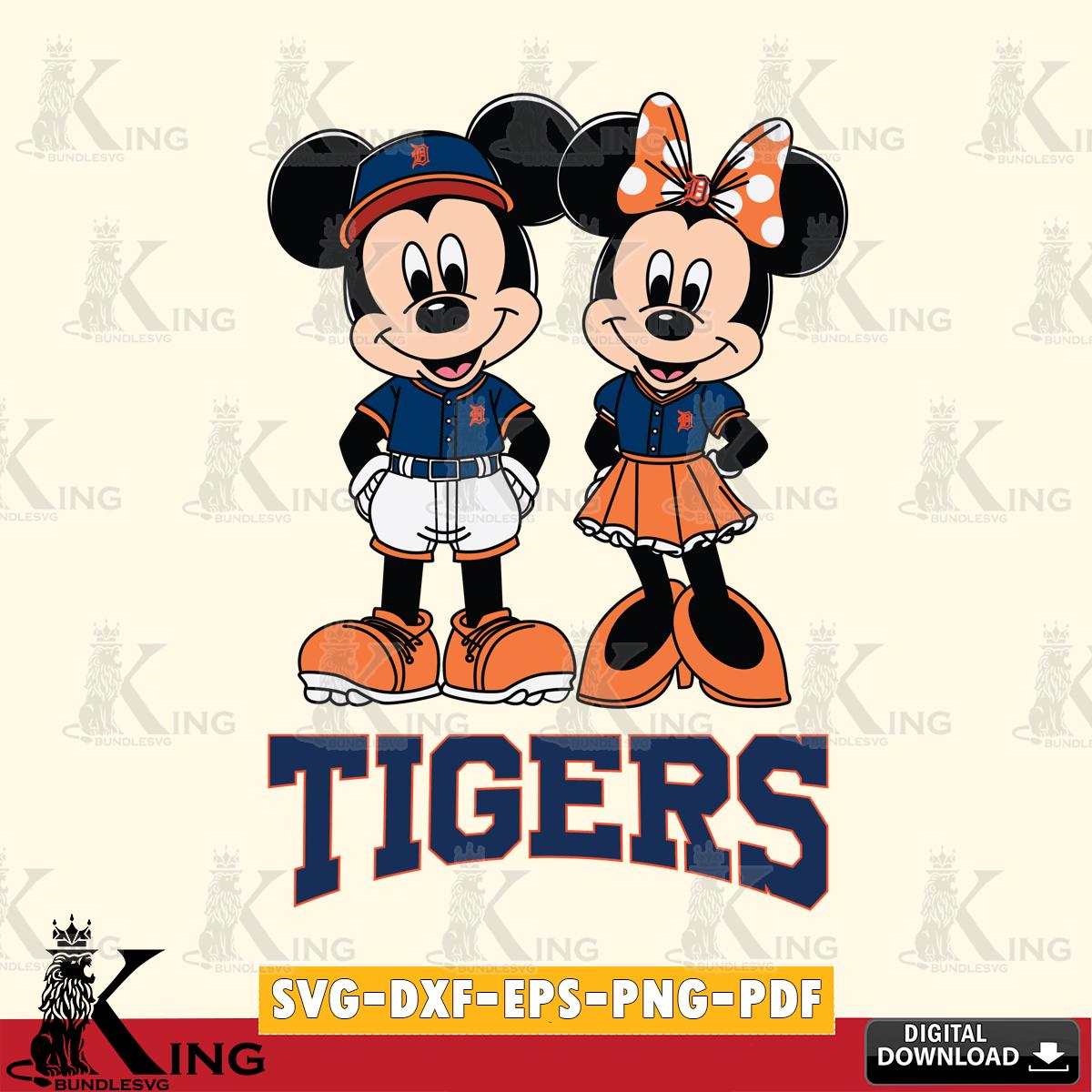 Detroit Tigers Mickey Minnie Mouse Baseball SVG File, MLB for Cricut, Silhouette, Digital Download , file cut