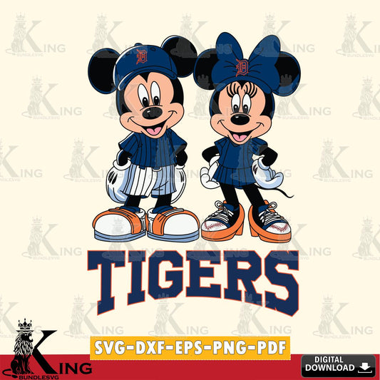 Detroit Tigers Mickey Minnie Mouse Fan SVG File, MLB for Cricut, Silhouette, Digital Download , file cut
