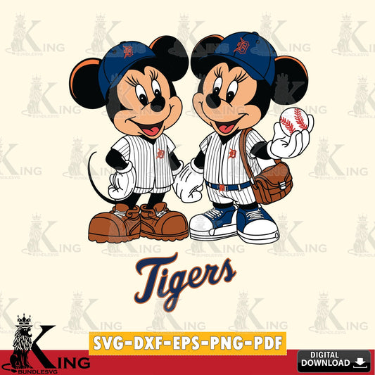 Detroit Tigers Mickey Minnie Mouse couple SVG file , For Cricut,  File cut , Digital Download , PDF File, Cut Files