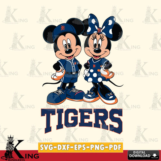 Detroit Tigers Mickey Minnie Mouse couple sport SVG File, MLB for Cricut, Silhouette, Digital Download , file cut