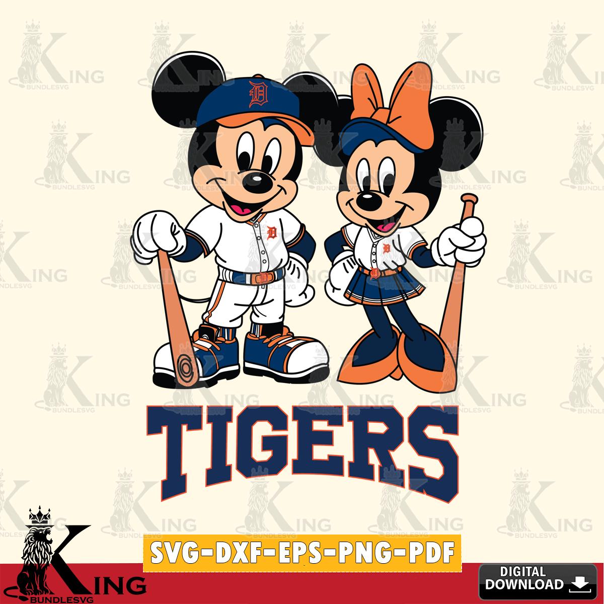 Detroit Tigers Mickey Minnie Mouse player SVG File, MLB for Cricut, Silhouette, Digital Download , file cut