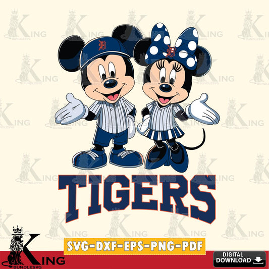 Detroit Tigers Mickey Minnie couple SVG File, MLB for Cricut, Silhouette, Digital Download , file cut