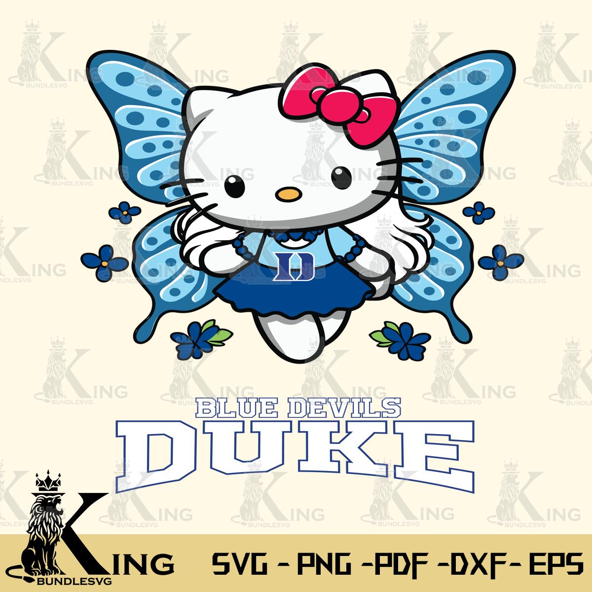 Duke Blue Devils Butterfly Kitty Charm Svg Eps Dxf Png File, Digital Download