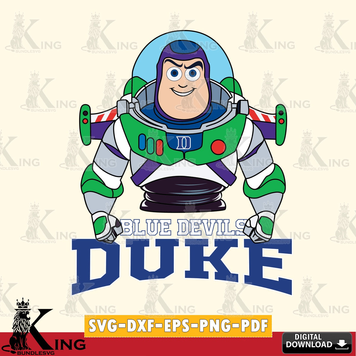 Stylish representation of Duke Blue Devils Buzz Lightyear Football, a digital file for silhouette cameo and cricut projects