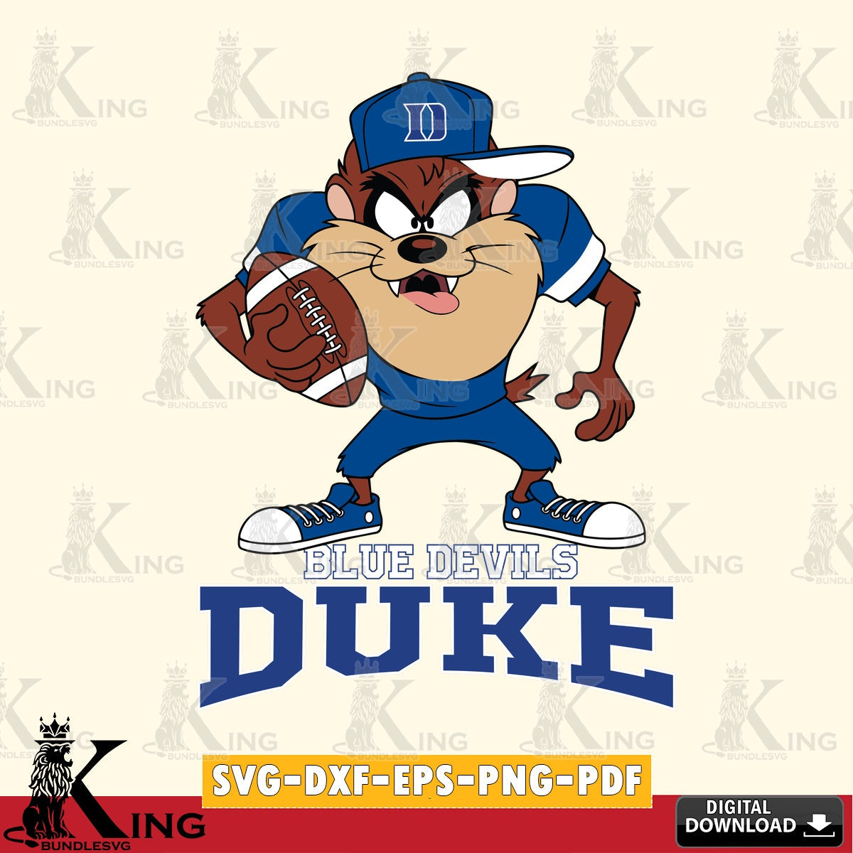 Duke Blue Devils Đồng phục bóng đá Taz SVG file, Cut file  , Digital Download , Instant Download, Taz svg, NCAA svg