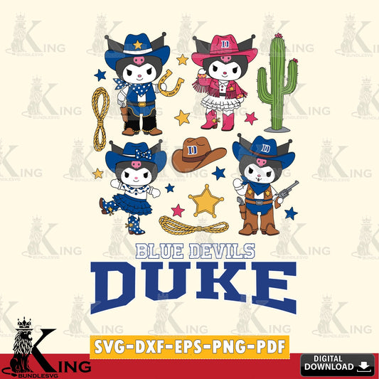 Duke Blue Devils Kuromi Cowboy Western SVG file, Cricut, Cut file  , Digital Download , Instant Download, Sanrio svg, Clipart