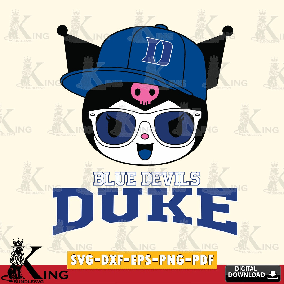 Duke Blue Devils Kuromi Football Cool SVG file, Cricut, Cut file  , Digital Download , Instant Download, Sanrio svg, Clipart