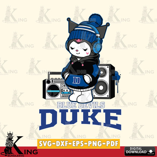 Duke Blue Devils Kuromi Football Music SVG file, Cricut, Cut file  , Digital Download , Instant Download, Sanrio svg, Clipart