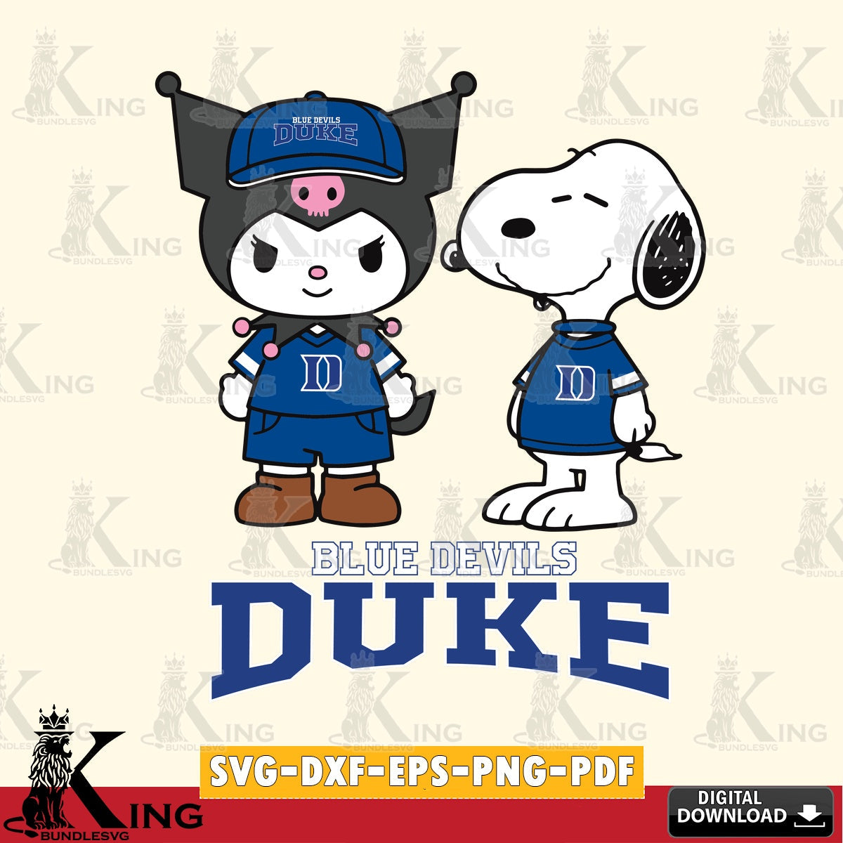 Duke Blue Devils Kuromi Snoopy Football SVG file, Cricut, Cut file  , Digital Download , Instant Download, Sanrio svg, Clipart
