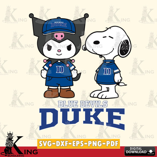 Duke Blue Devils Kuromi Snoopy Football SVG file, Cricut, Cut file  , Digital Download , Instant Download, Sanrio svg, Clipart