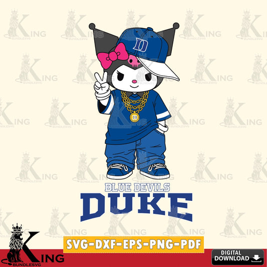 Duke Blue Devils Kuromi Streetwear Style SVG file, Cricut, Cut file  , Digital Download , Instant Download, Sanrio svg, Clipart